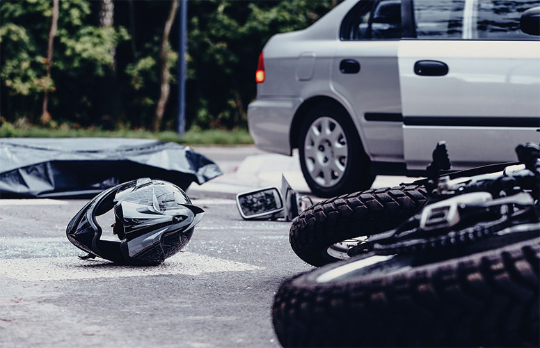 motorcycle and car crash accident
